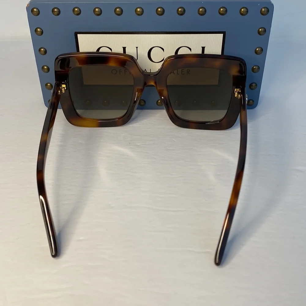 New - Gucci Oversized Square Havana Brown GG0328s 002 Sunglasses